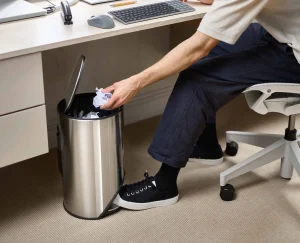 Trash Cans-Joseph Joseph Arc™ 10L Easy-push Pedal Trash Can Stainless-steel