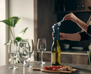 Kitchen Utensils & Gadgets-Joseph Joseph BarWise™ Compact Lever Corkscrew Blue