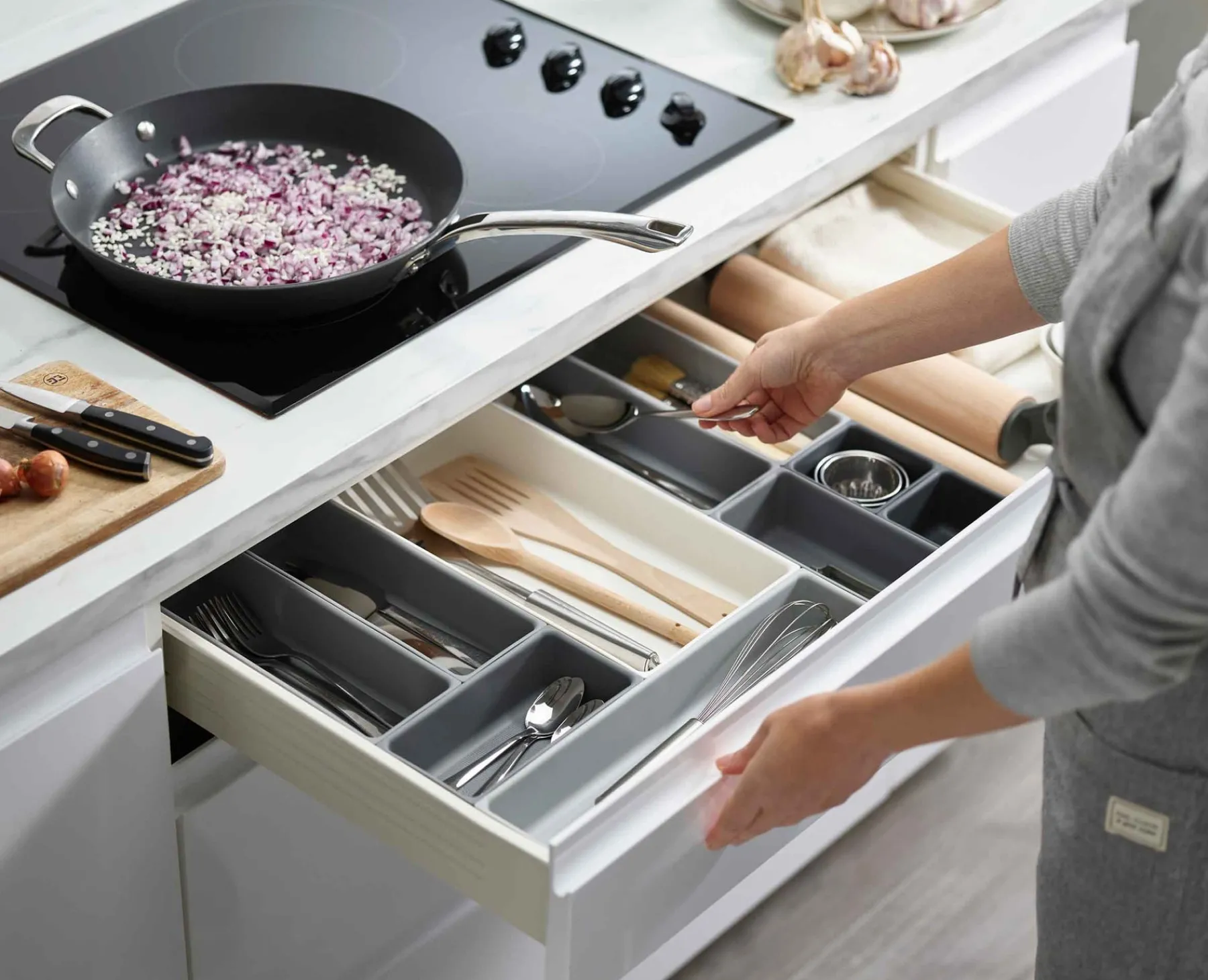 Kitchen Drawer Organizers-Joseph Joseph Blox™ 10-piece Drawer Organizer Set Gray