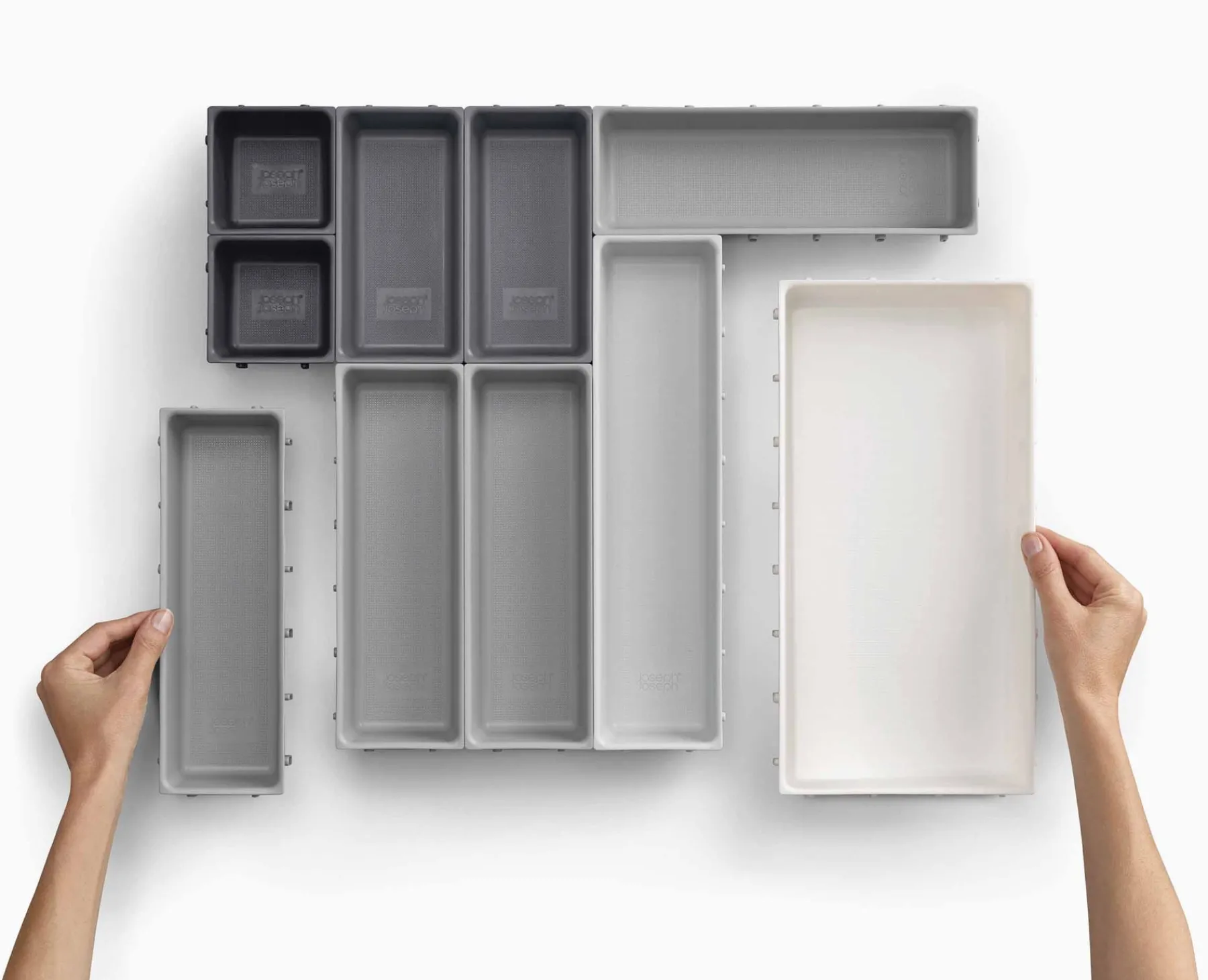 Kitchen Drawer Organizers-Joseph Joseph Blox™ 10-piece Drawer Organizer Set Gray