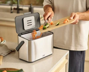 Food Waste Caddies-Joseph Joseph Collect™ 4L Food Waste Caddy Stainless-Steel