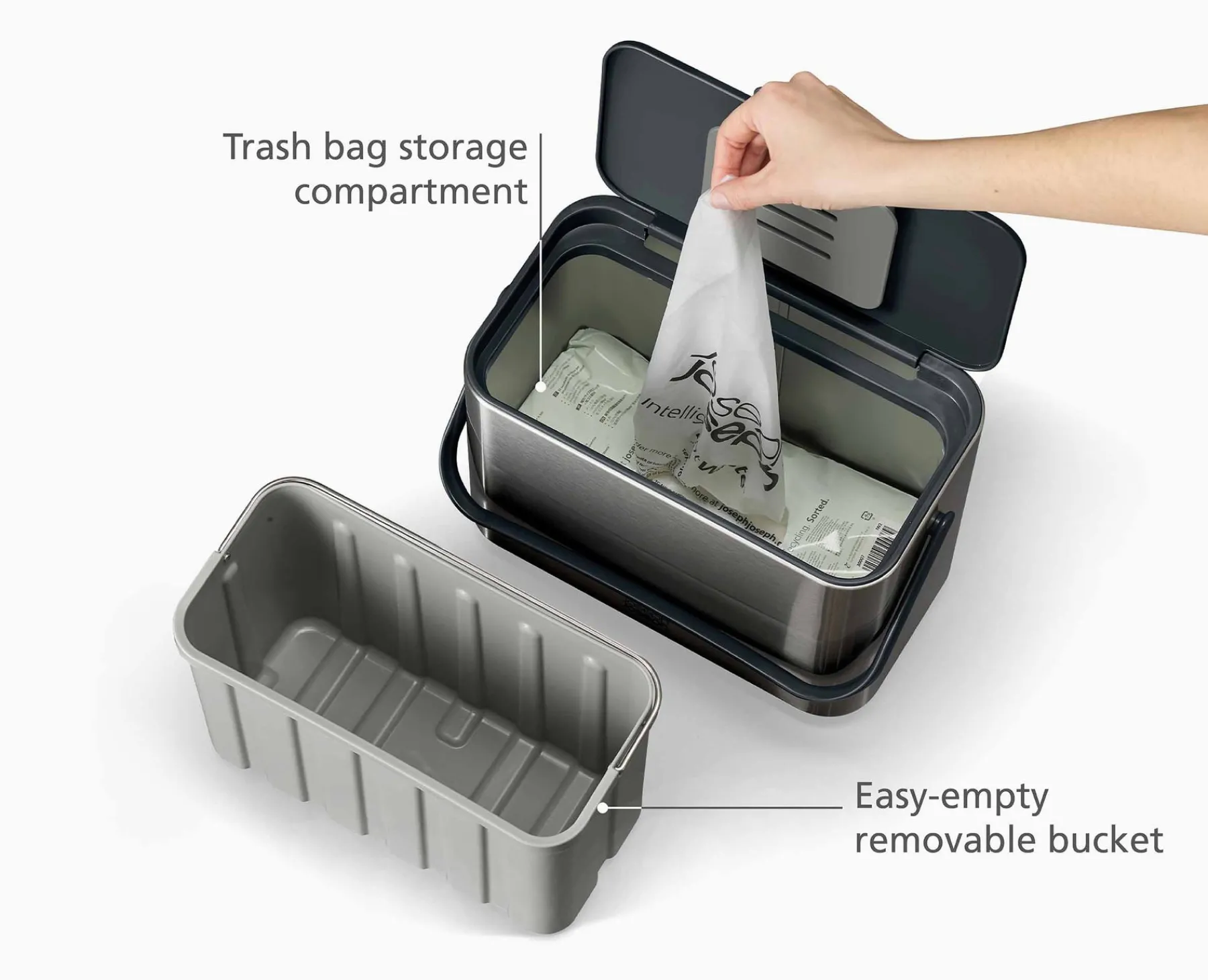 Food Waste Caddies-Joseph Joseph Collect™ 4L Food Waste Caddy Stainless-Steel