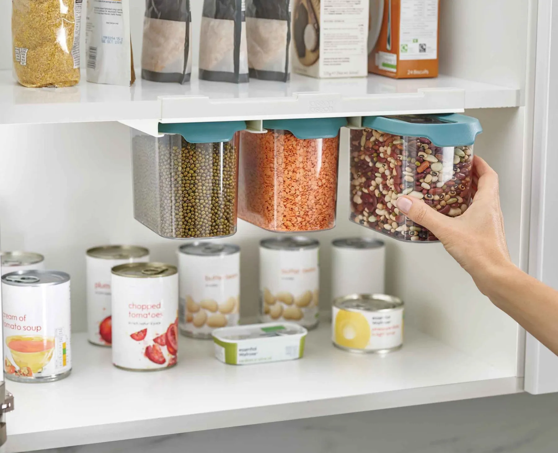 Pantry Organization-Joseph Joseph CupboardStore™ Under-shelf Storage 1.3L Container Set Blue