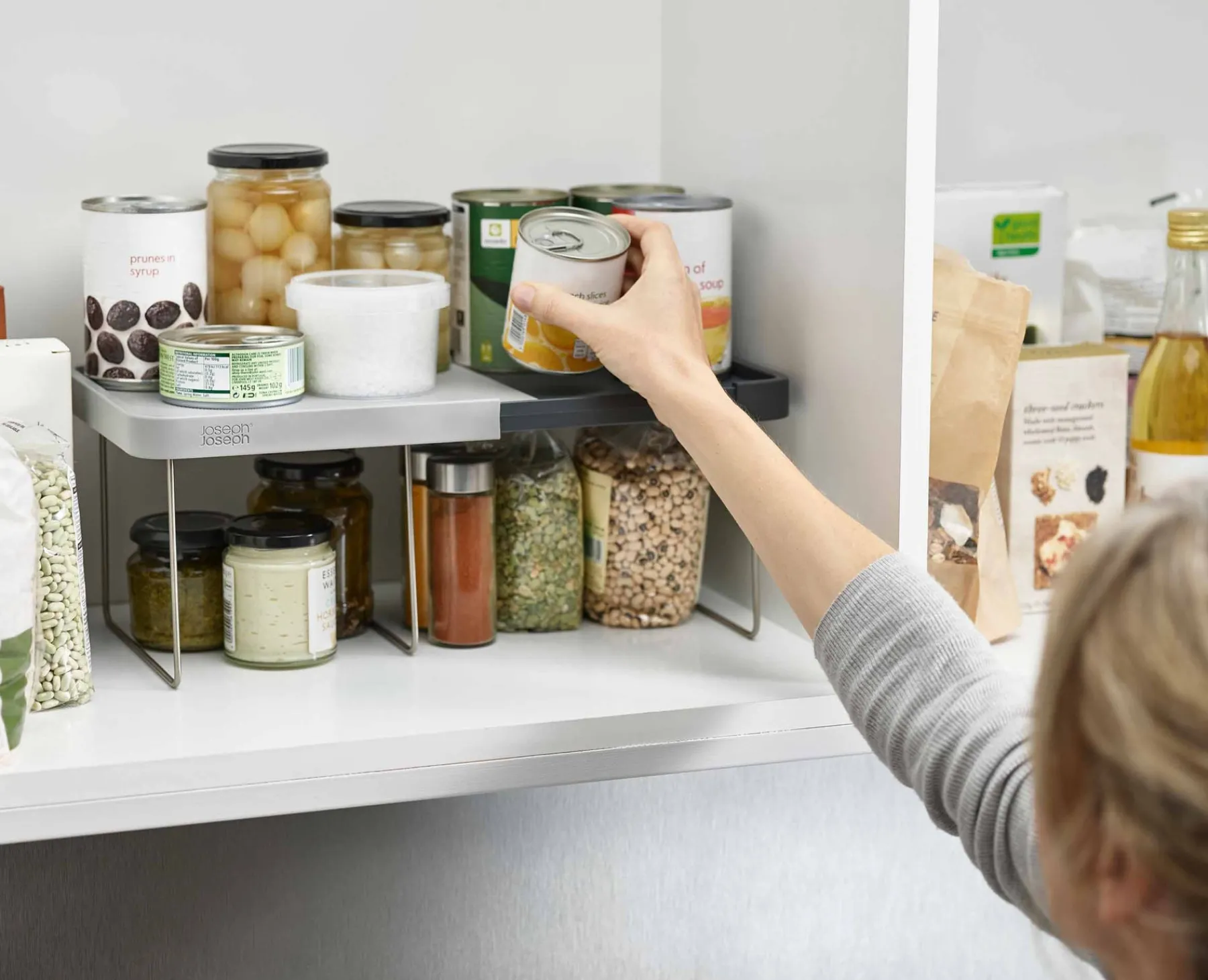 Pantry Organization-Joseph Joseph CupboardStore™ Expandable Shelf Gray