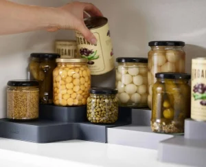 Pantry Organization-Joseph Joseph CupboardStore™ Expandable Tiered Organizer Gray
