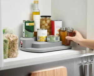 Pantry Organization-Joseph Joseph CupboardStore™ Rotating Organizer Gray