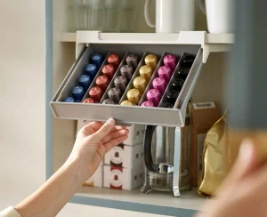 Pantry Organization-Joseph Joseph CupboardStore™ Under-shelf Coffee Pod Drawer Gray