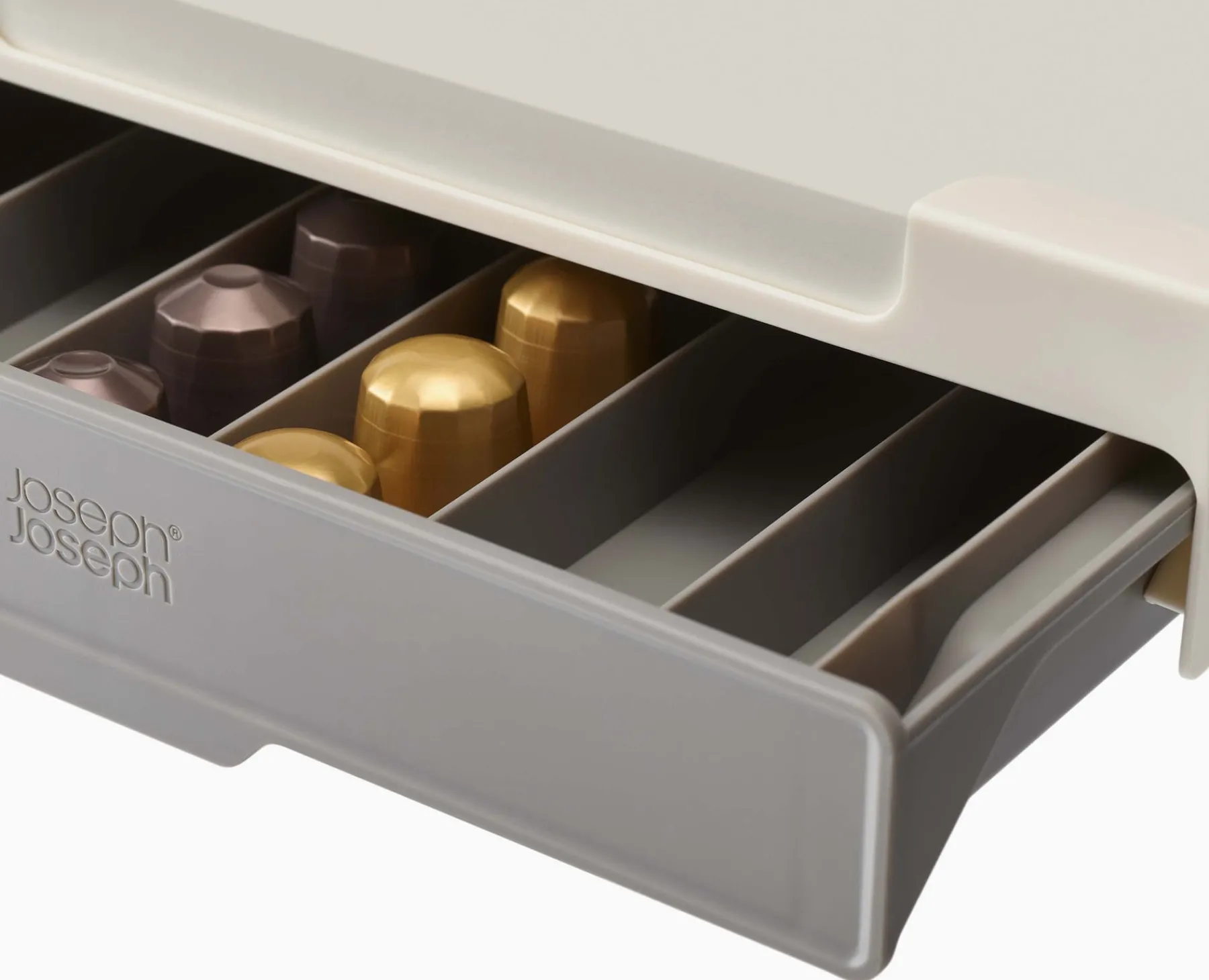 Pantry Organization-Joseph Joseph CupboardStore™ Under-shelf Coffee Pod Drawer Gray