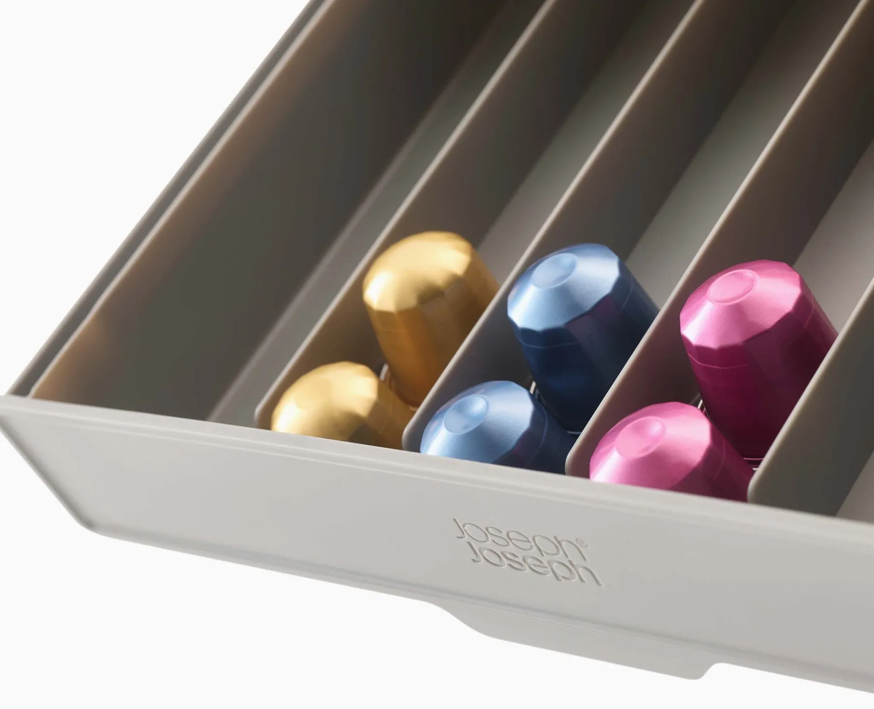 Pantry Organization-Joseph Joseph CupboardStore™ Under-shelf Coffee Pod Drawer Gray