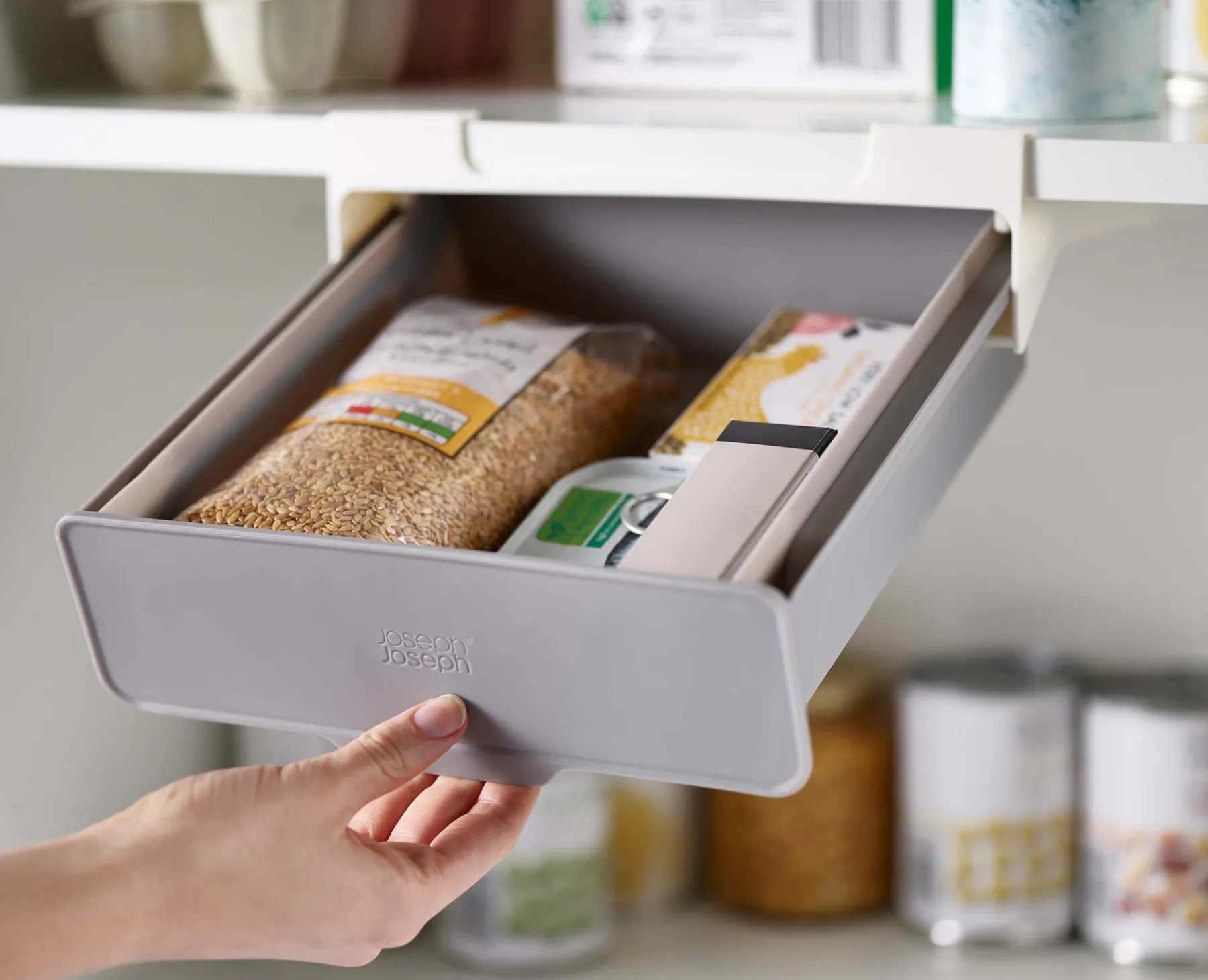Pantry Organization-Joseph Joseph CupboardStore™ Under-shelf Drawer Gray