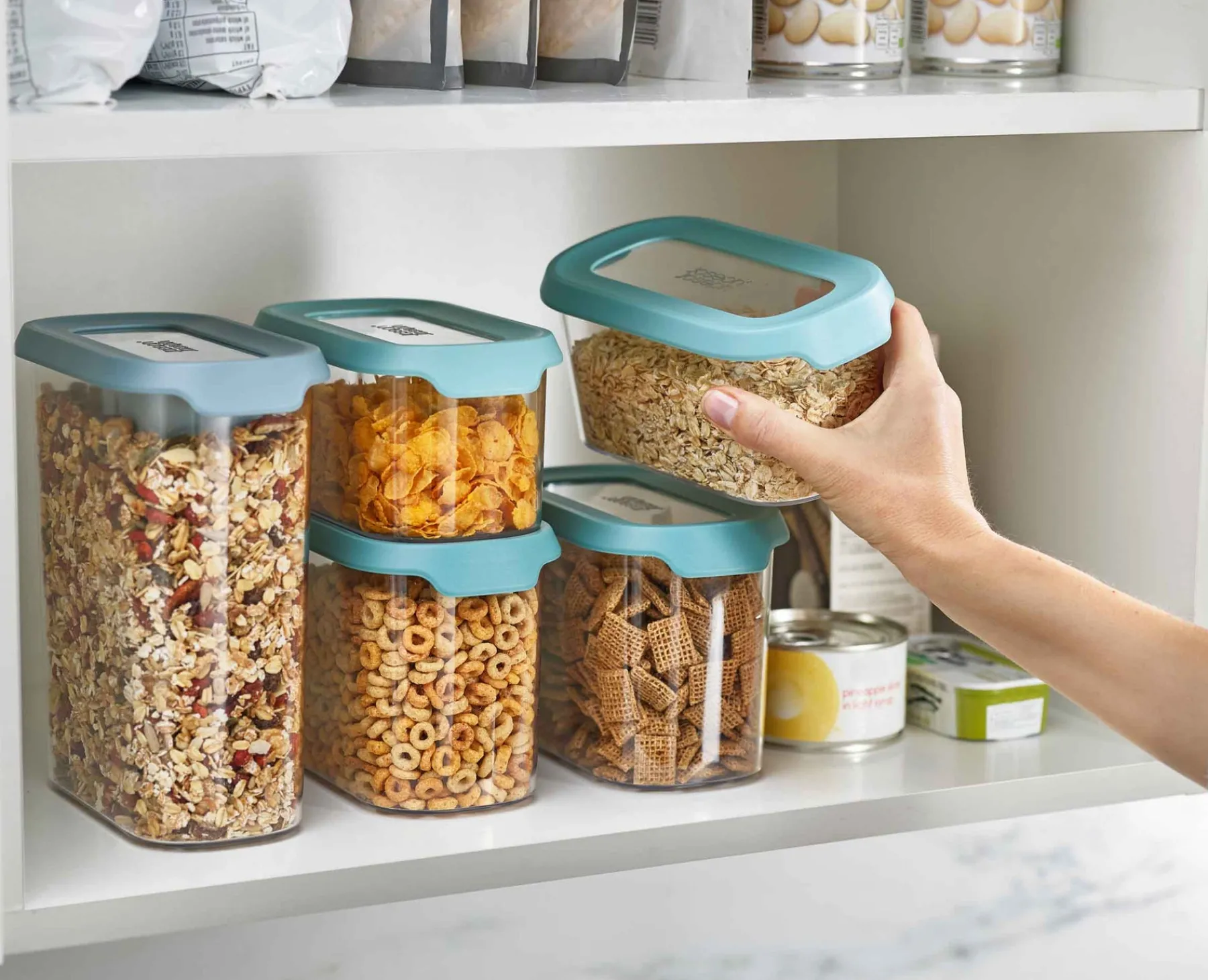 Pantry Organization-Joseph Joseph CupboardStore™ 5-piece In-cupboard Storage Container Set Blue