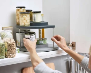 Pantry Organization-Joseph Joseph CupboardStore™ 2-tier Rotating Organizer Gray