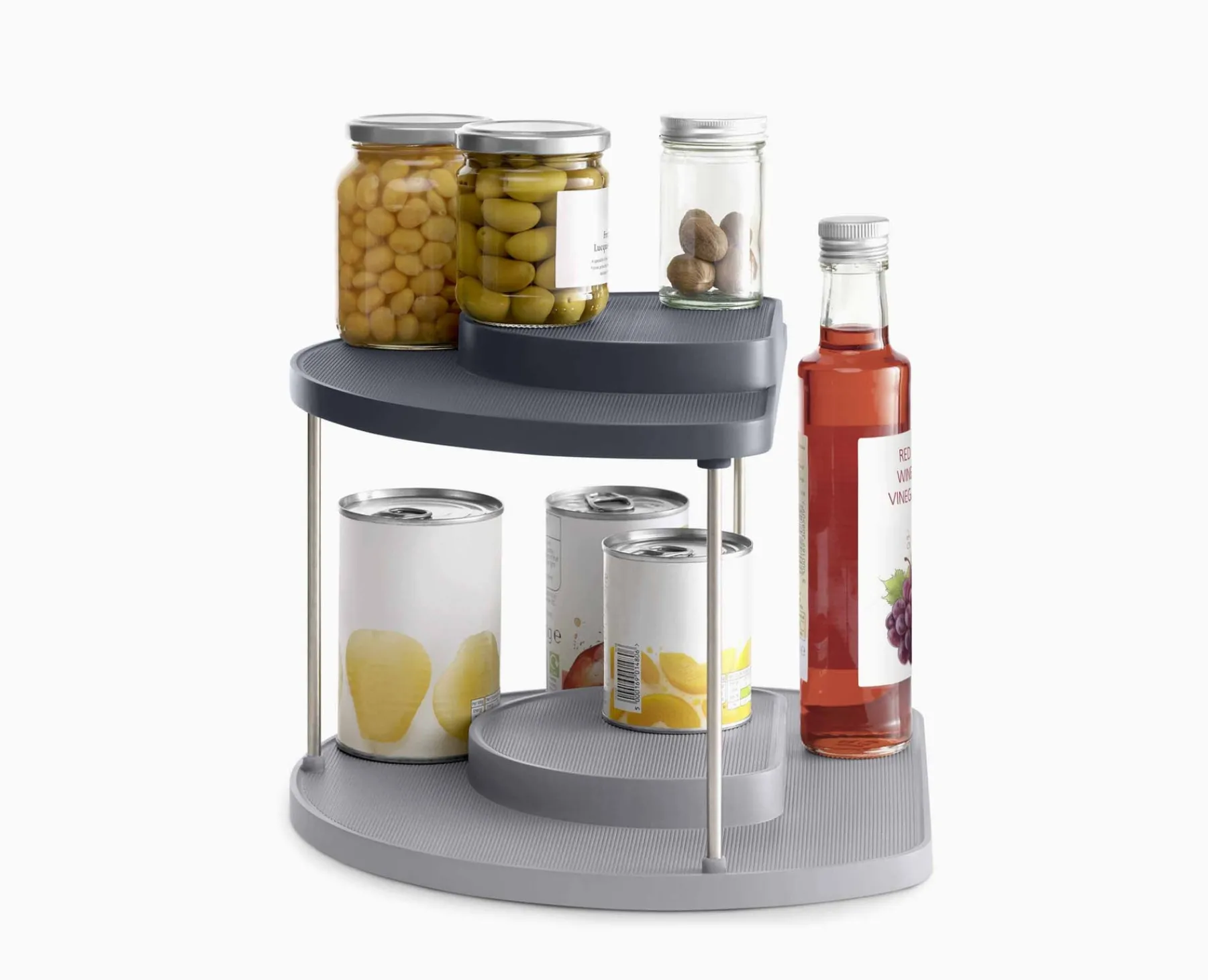 Pantry Organization-Joseph Joseph CupboardStore™ 2-tier Rotating Organizer Gray