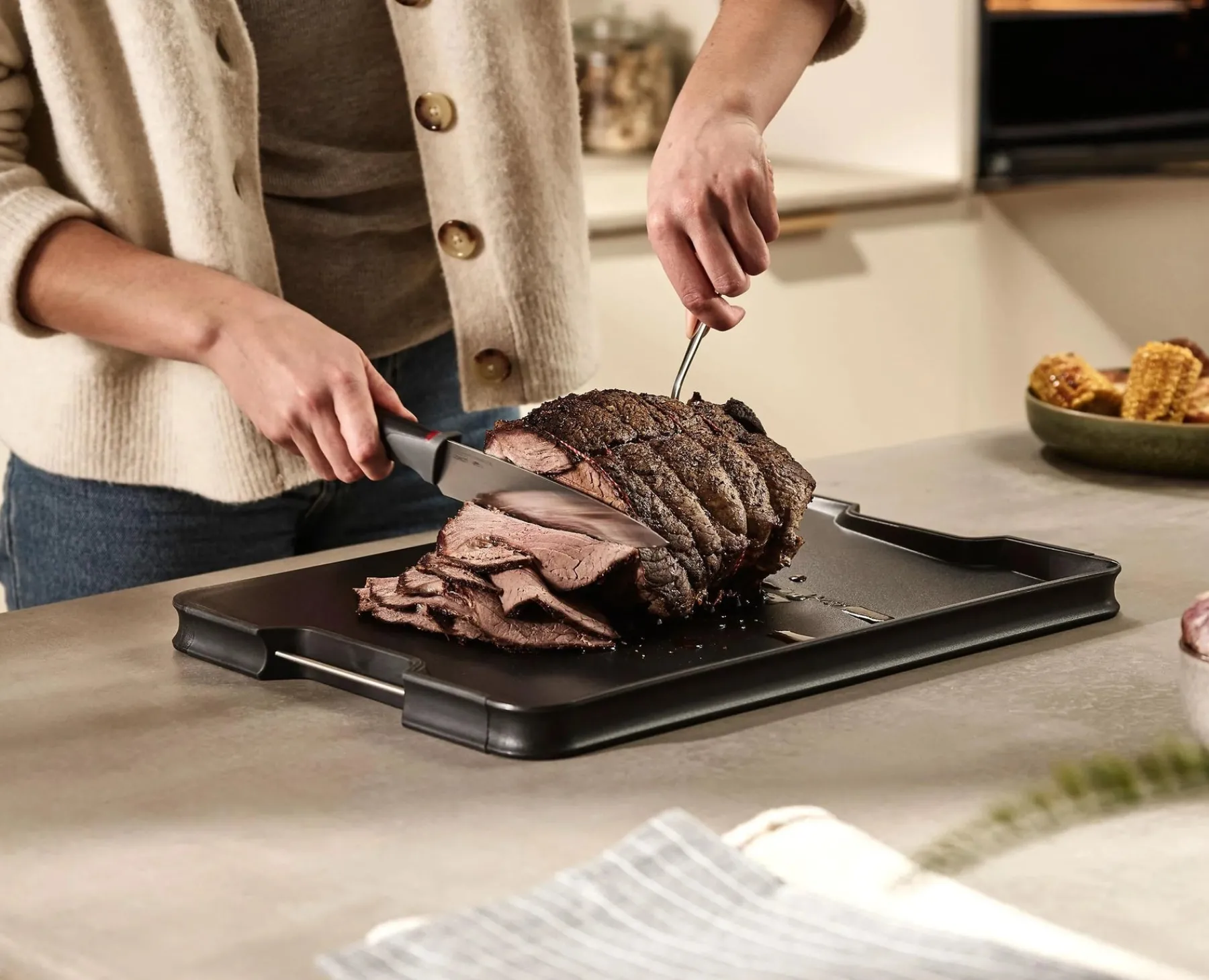 Cutting Boards & Sets-Joseph Joseph Cut&Carve™ Plus Multi-function Cutting Board Black