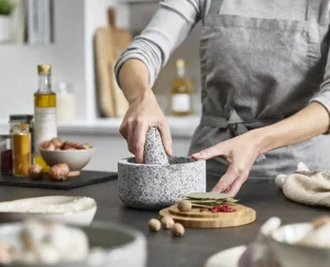 Kitchen Utensils & Gadgets-Joseph Joseph Dash™ Pestle & Mortar with Lid Bamboo