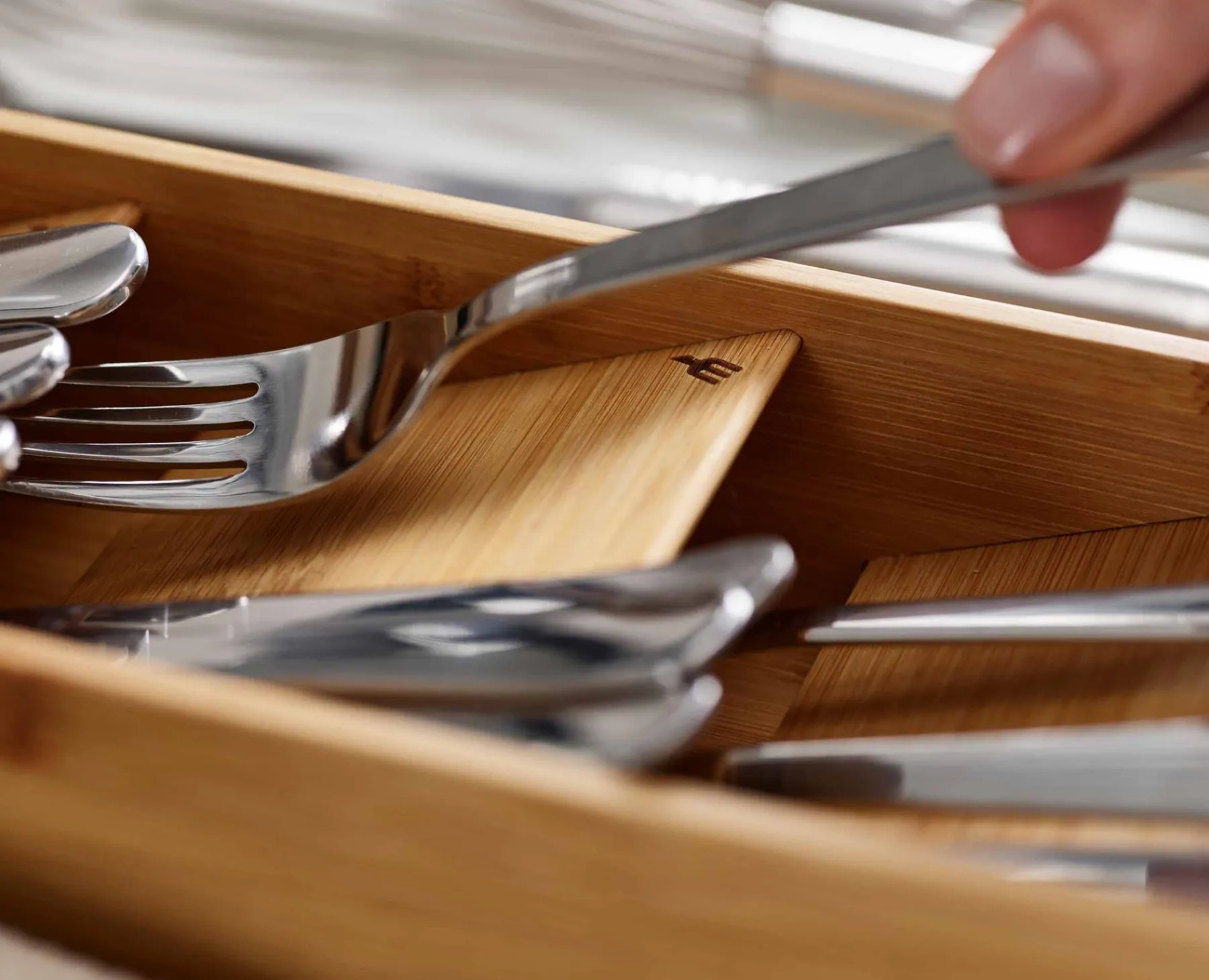 Kitchen Drawer Organizers-Joseph Joseph DrawerStore™ Compact Cutlery Organizer Bamboo