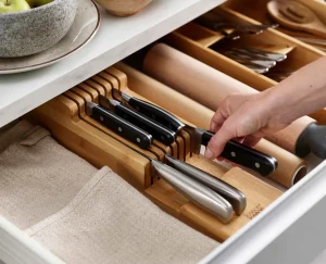 Kitchen Drawer Organizers-Joseph Joseph DrawerStore™ Compact Knife Organizer Bamboo