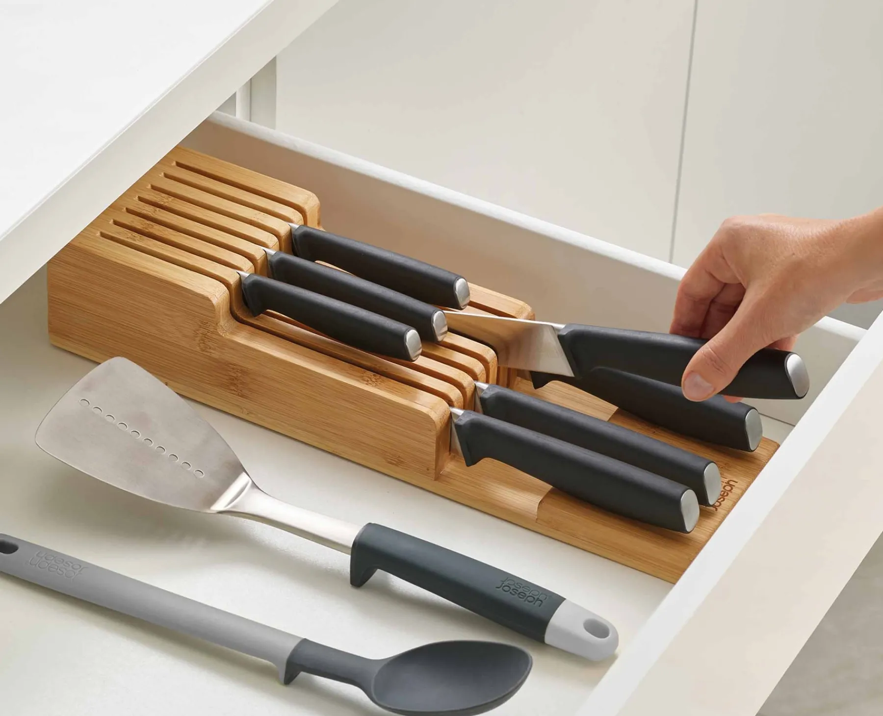 Kitchen Drawer Organizers-Joseph Joseph DrawerStore™ Compact Knife Organizer Bamboo