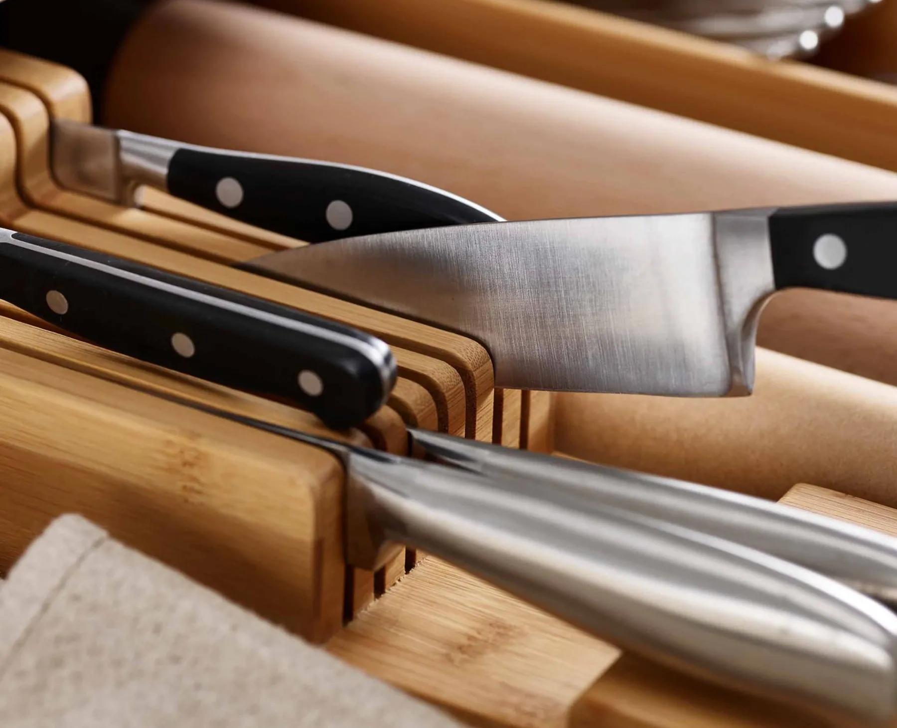 Kitchen Drawer Organizers-Joseph Joseph DrawerStore™ Compact Knife Organizer Bamboo
