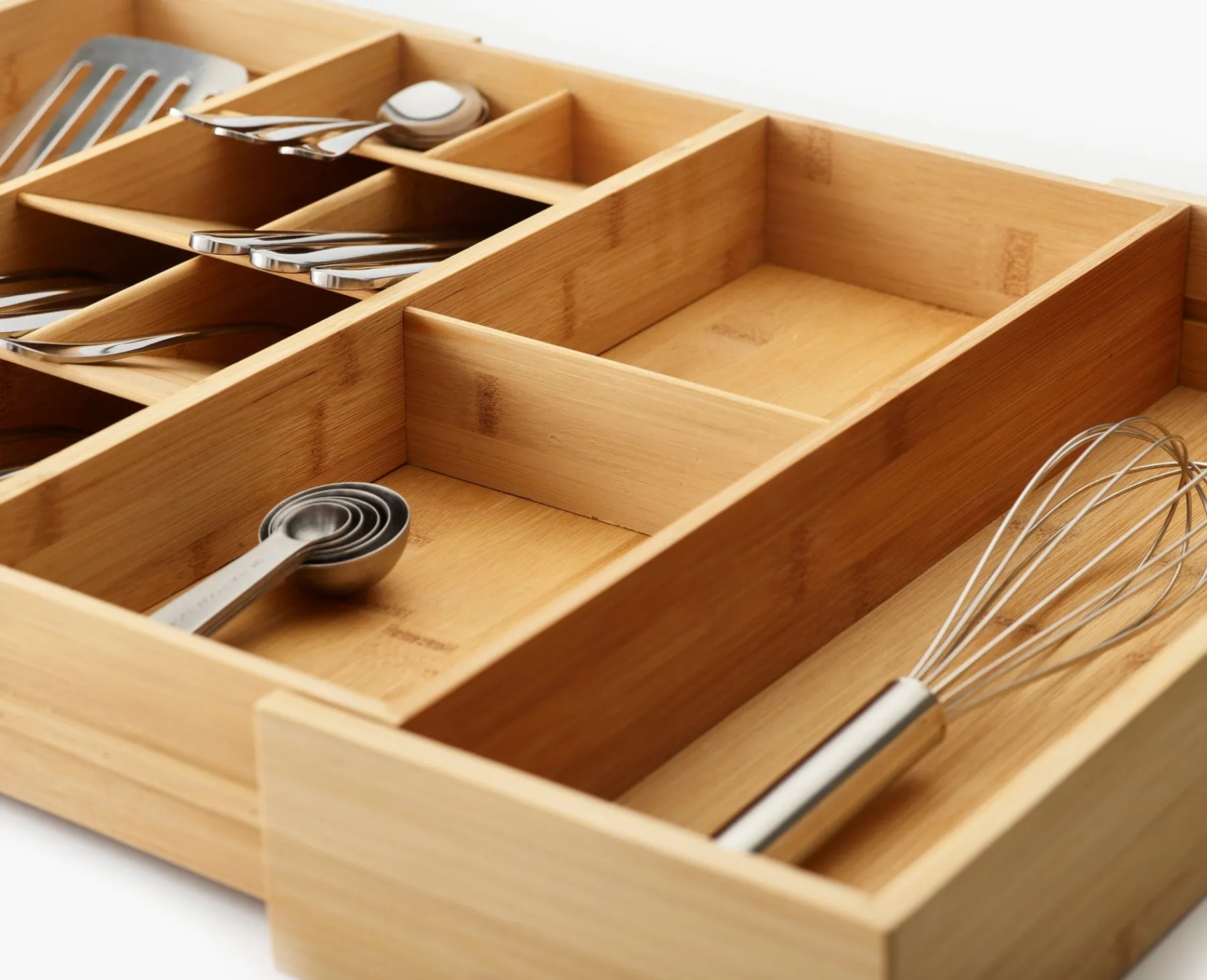Kitchen Drawer Organizers-Joseph Joseph DrawerStore™ Expanding Cutlery, Utensil & Gadgets Organizer Bamboo