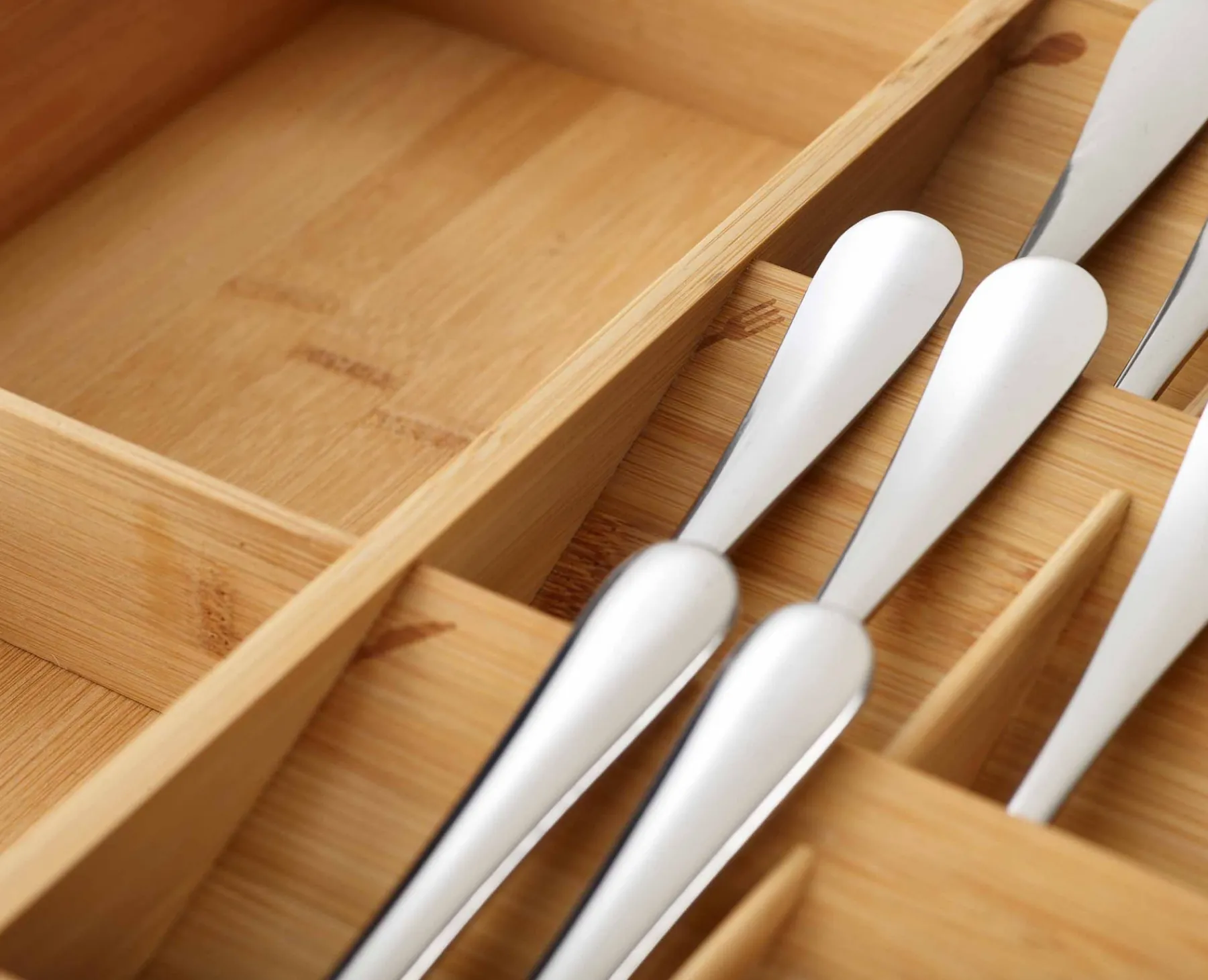 Kitchen Drawer Organizers-Joseph Joseph DrawerStore™ Expanding Cutlery, Utensil & Gadgets Organizer Bamboo