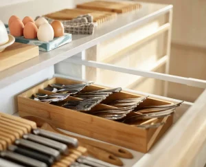 Kitchen Drawer Organizers-Joseph Joseph DrawerStore™ Large Cutlery Organizer Bamboo