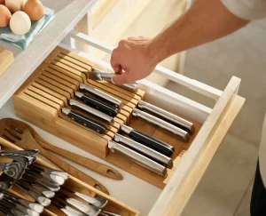 Kitchen Drawer Organizers-Joseph Joseph DrawerStore™ Large 2-tier Knife Organizer Bamboo