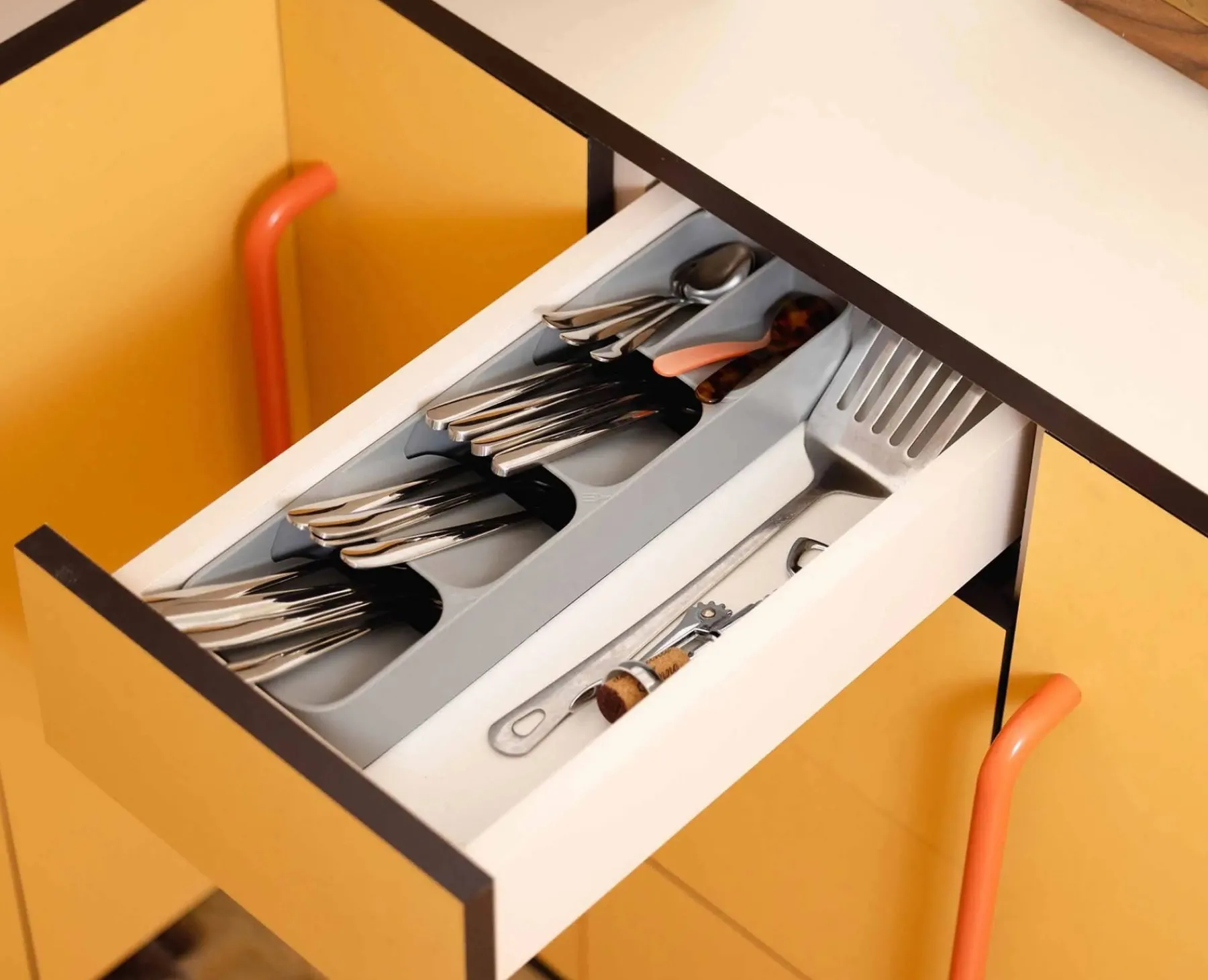 Kitchen Drawer Organizers-Joseph Joseph DrawerStore™ Compact Cutlery Organizer Gray