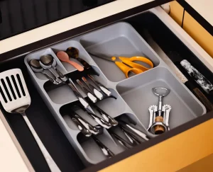 Kitchen Drawer Organizers-Joseph Joseph DrawerStore™ Expanding Cutlery, Utensil & Gadgets Organizer Gray