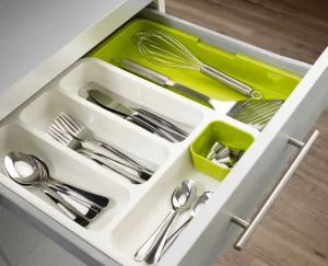 Kitchen Drawer Organizers-Joseph Joseph DrawerStore™ Expandable Cutlery Tray Green