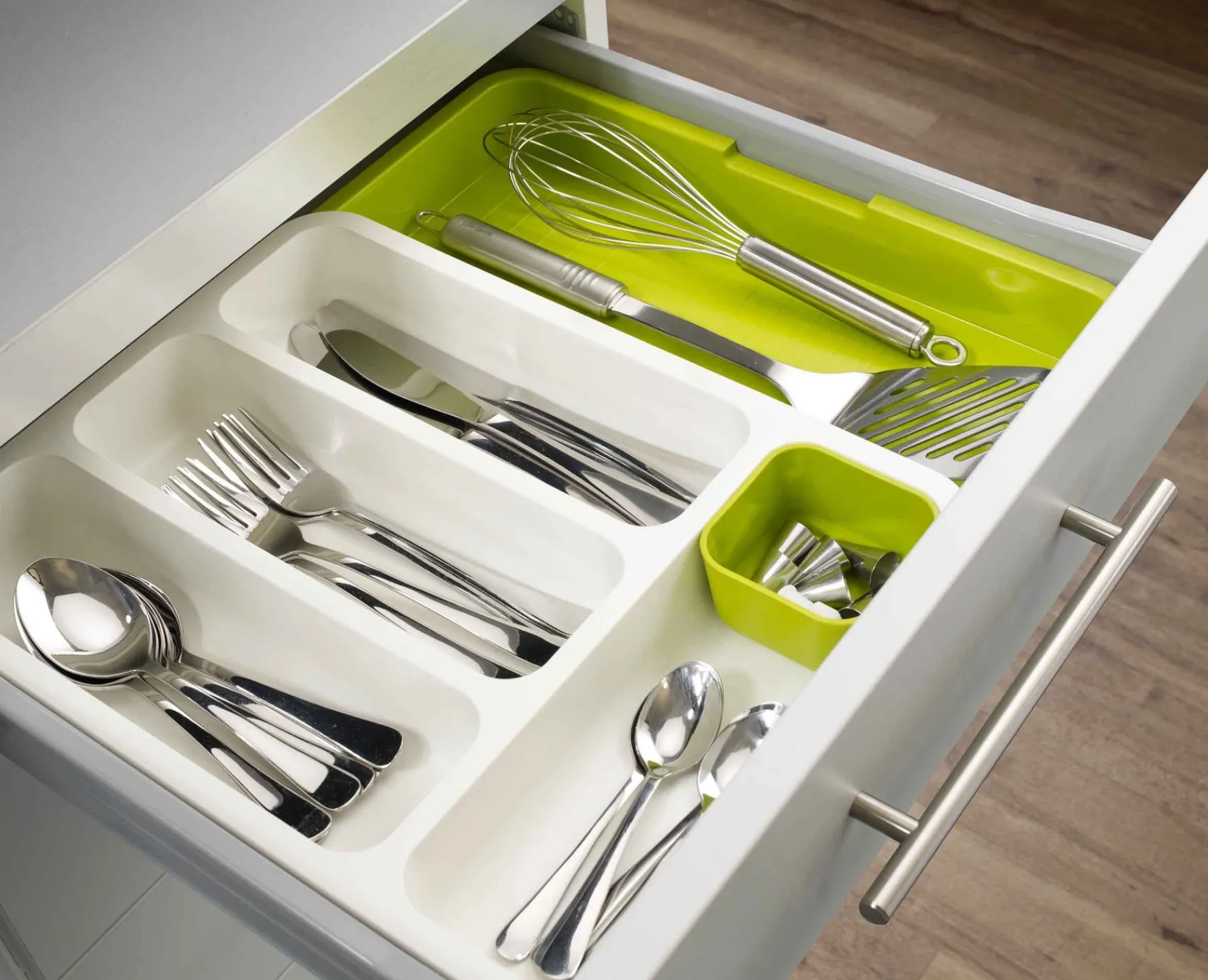 Kitchen Drawer Organizers-Joseph Joseph DrawerStore™ Expandable Cutlery Tray Green