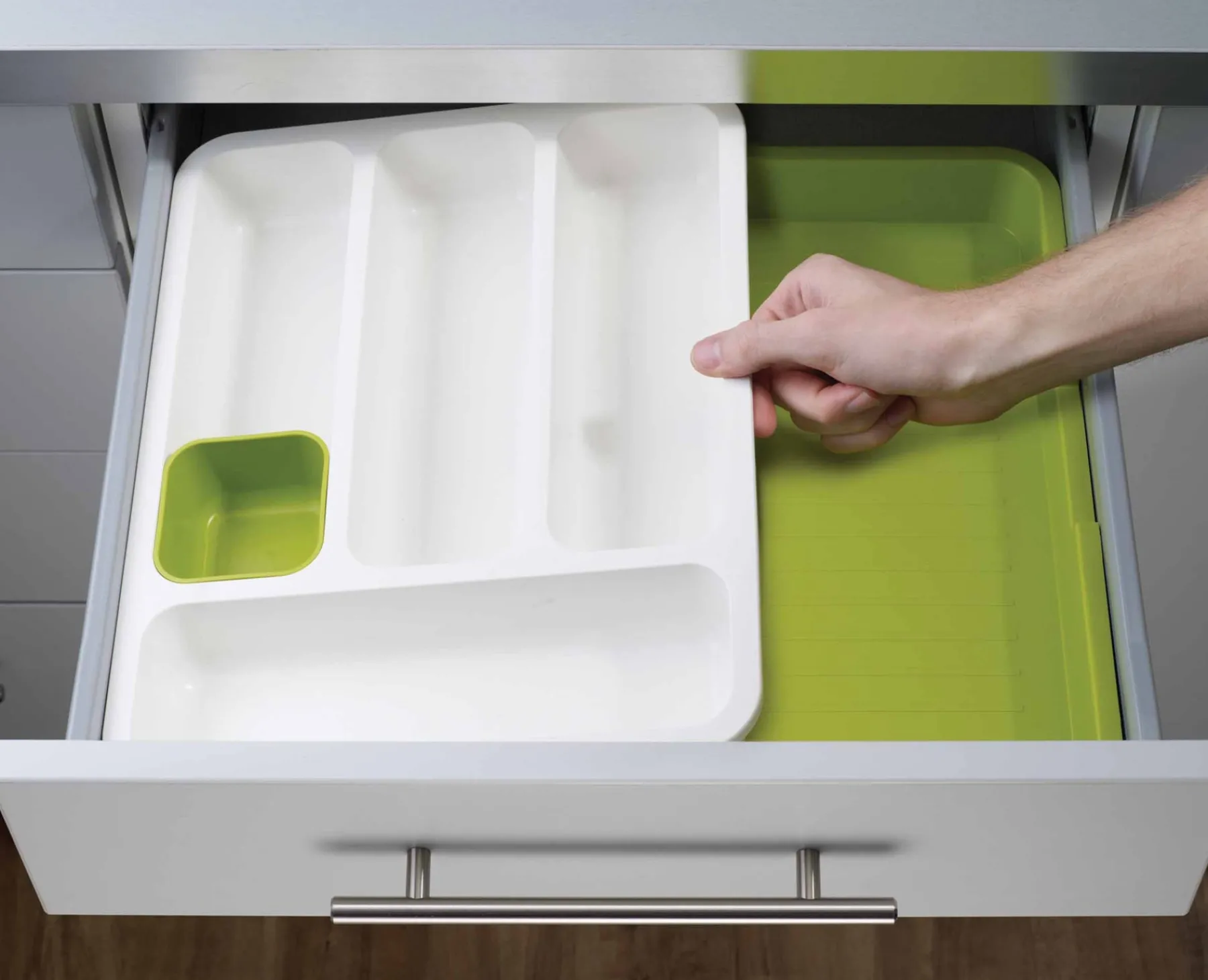 Kitchen Drawer Organizers-Joseph Joseph DrawerStore™ Expandable Cutlery Tray Green