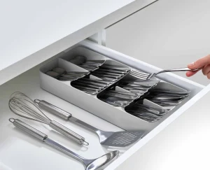 Kitchen Drawer Organizers-Joseph Joseph DrawerStore™ Large Cutlery Organizer Gray