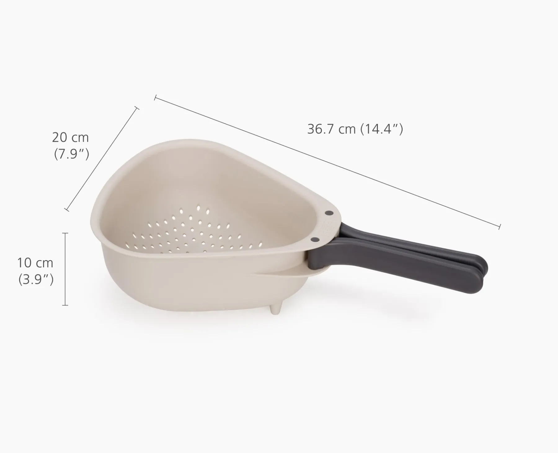 Colanders & Strainers-Joseph Joseph Droplet Large White Colander with Folding Handle Stone