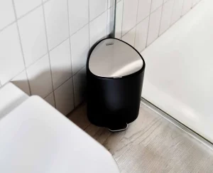 Bathroom Trash Cans | Bathroom Trash Cans-Joseph Joseph EasyStore™ 5L Matt Pedal Trash Can Black