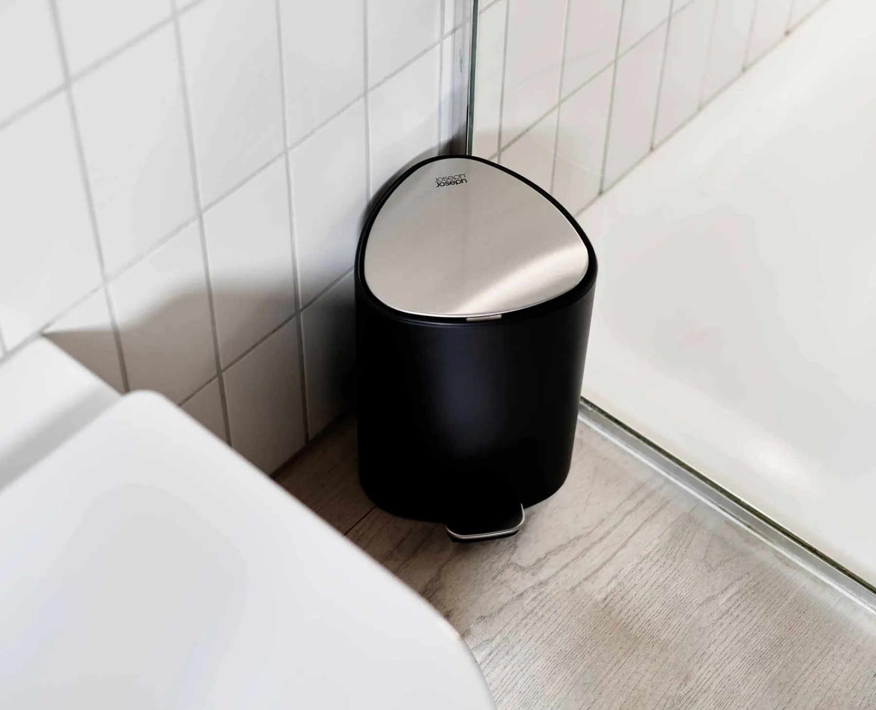 Bathroom Trash Cans | Bathroom Trash Cans-Joseph Joseph EasyStore™ 5L Matt Pedal Trash Can Black