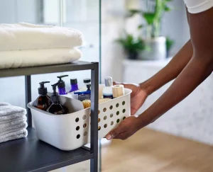 Bathroom Storage Containers-Joseph Joseph EasyStore™ Large Bathroom Storage Basket Ecru