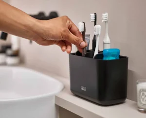 Toothbrush Holders-Joseph Joseph EasyStore™ Large Matt Toothbrush Holder Black
