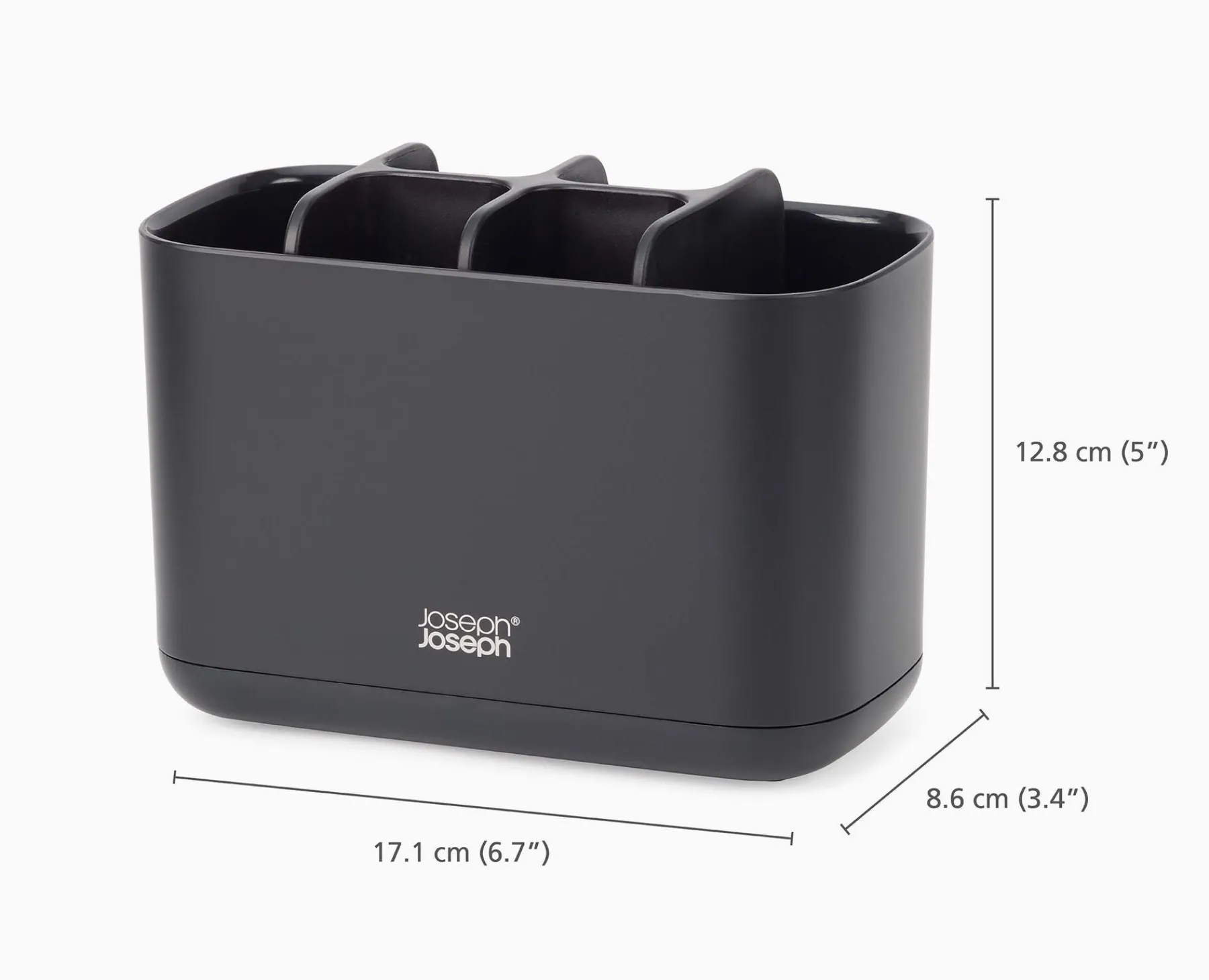 Toothbrush Holders-Joseph Joseph EasyStore™ Large Matt Toothbrush Holder Black