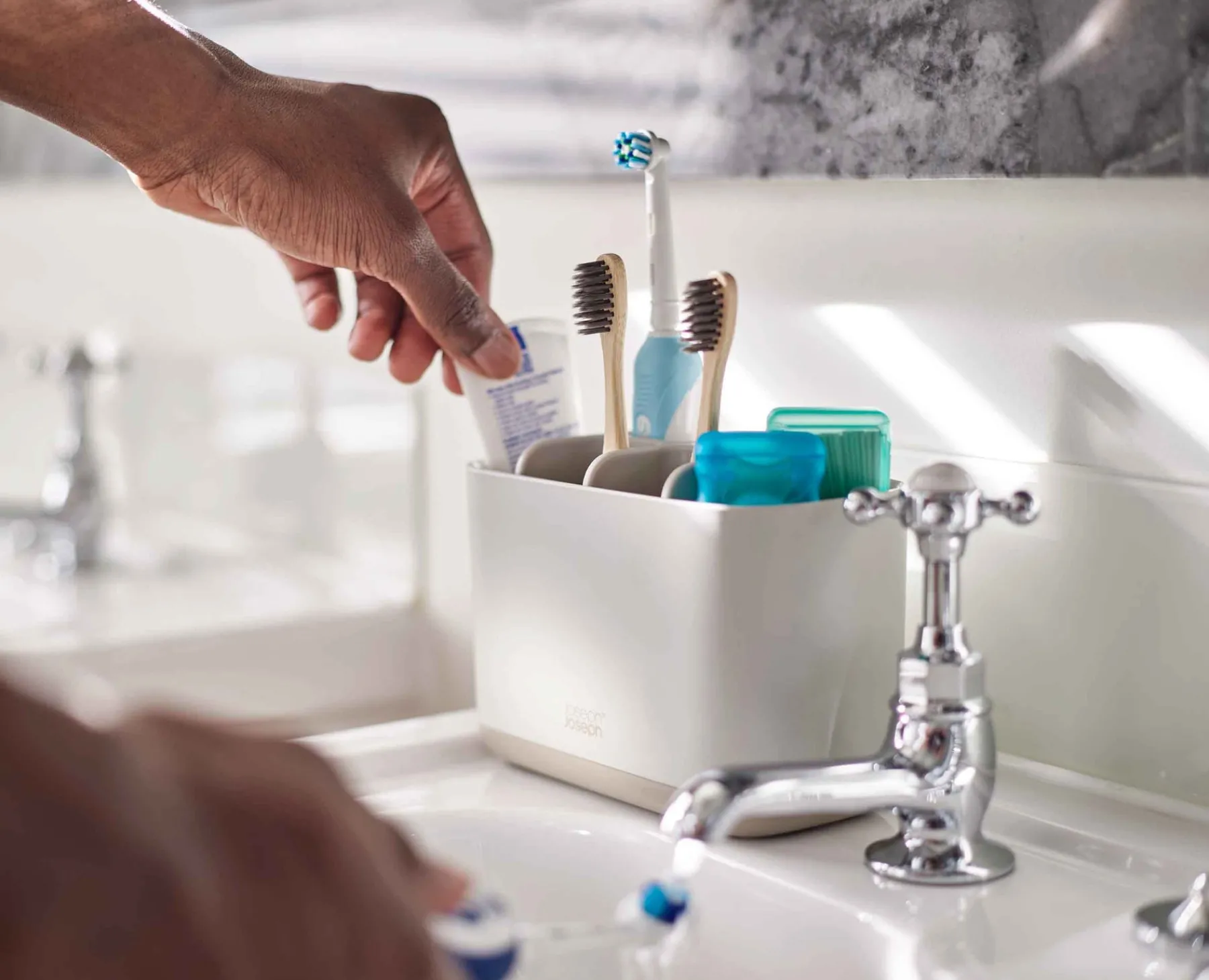 Toothbrush Holders-Joseph Joseph EasyStore™ Large Matt Toothbrush Holder Ecru