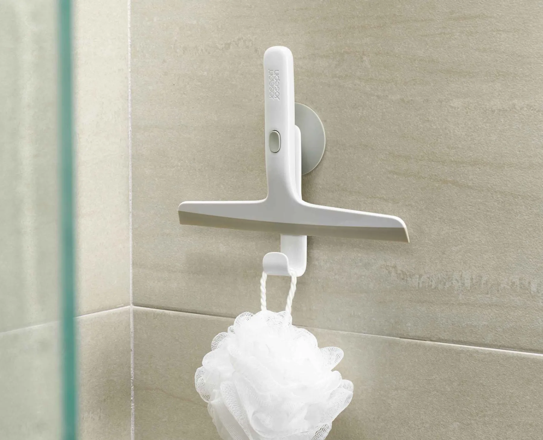 Shower Shelves & Squeegees-Joseph Joseph EasyStore™ Shower Squeegee with Storage Hook Light gray