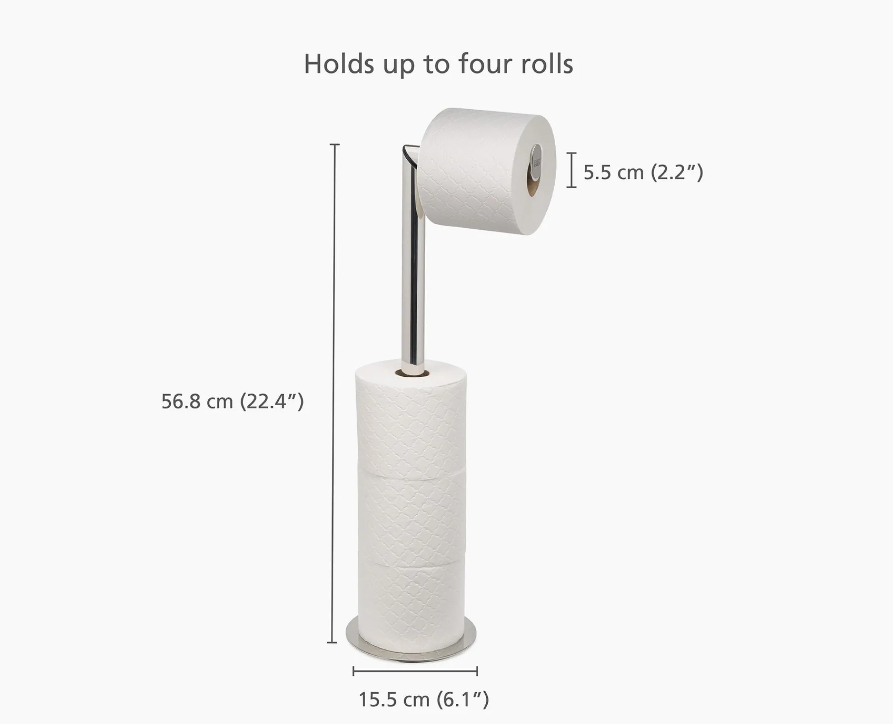Toilet Paper Holders & Toilet Brushes-Joseph Joseph EasyStore™ Luxe 2-in-1 Toilet Paper Stand Stainless-steel
