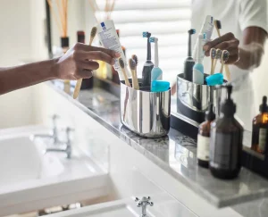 Toothbrush Holders-Joseph Joseph EasyStore™ Luxe Large Toothbrush Caddy Stainless-steel