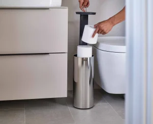 Toilet Paper Holders & Toilet Brushes-Joseph Joseph Easystore™ Luxe Concealed Toilet Paper Holder Stainless-steel