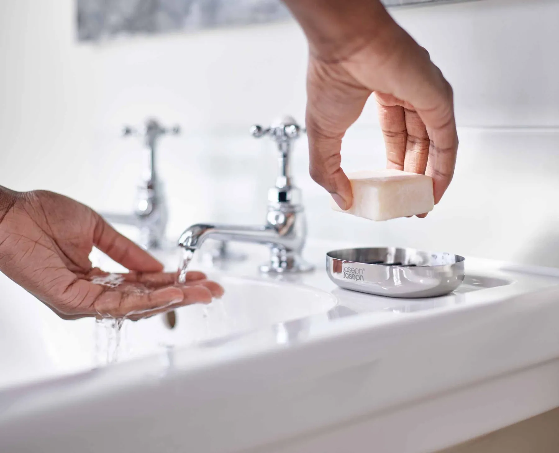 Soap Dishes & Dispensers-Joseph Joseph EasyStore™ Luxe Soap Dish Stainless-steel