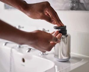 Soap Dishes & Dispensers-Joseph Joseph EasyStore™ Luxe Soap Pump Stainless-steel