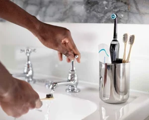 Toothbrush Holders-Joseph Joseph EasyStore™ Luxe Toothbrush Caddy Stainless-steel