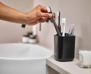 Toothbrush Holders-Joseph Joseph EasyStore™ Matt Toothbrush Holder Black