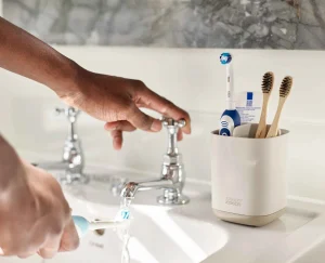 Toothbrush Holders-Joseph Joseph EasyStore™ Matt Toothbrush Holder Ecru