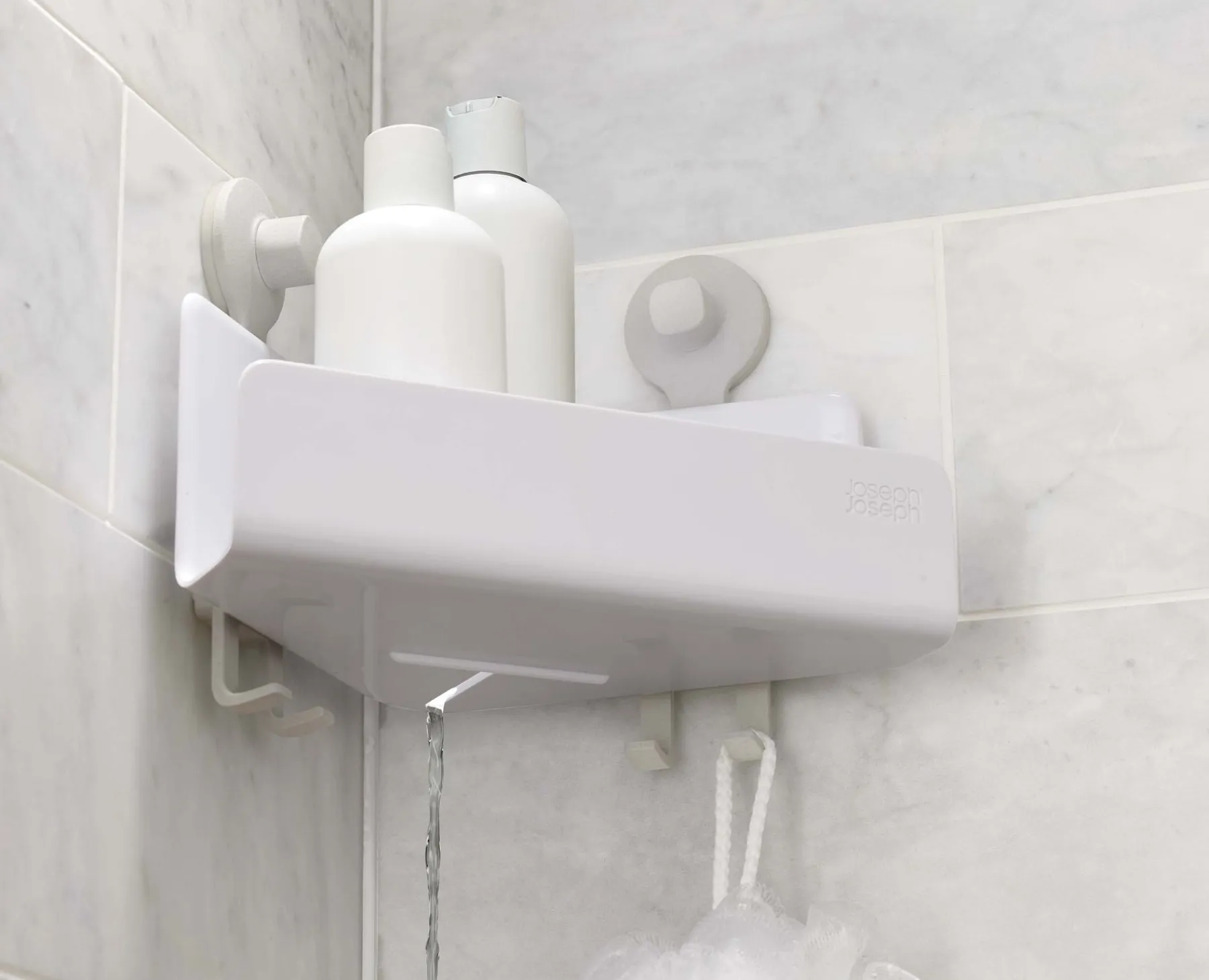 Shower Shelves & Squeegees-Joseph Joseph EasyStore™ 2-piece Corner Shower Shelf Set White